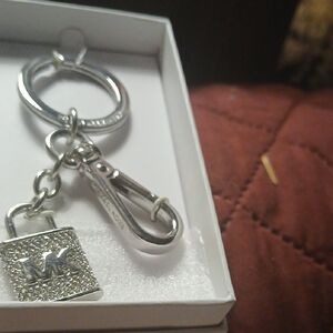 Michael Kors Silver Lock Charm Keychain MICHAEL KORS BLINGY LOCK KEYCHAIN